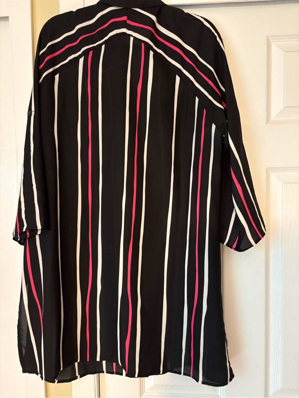 Alfani Black Blouse with Pink and White Stripes - Picture 3 of 3